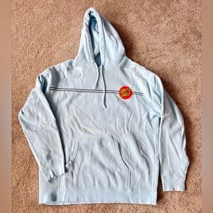 Santa Cruz Pale Blue Pullover Hoodie with Black Logo Tag